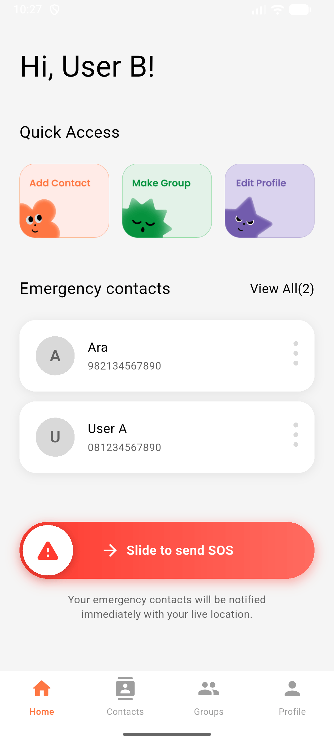MyFriends - Emergency SOS & Contact Management App — final result 2